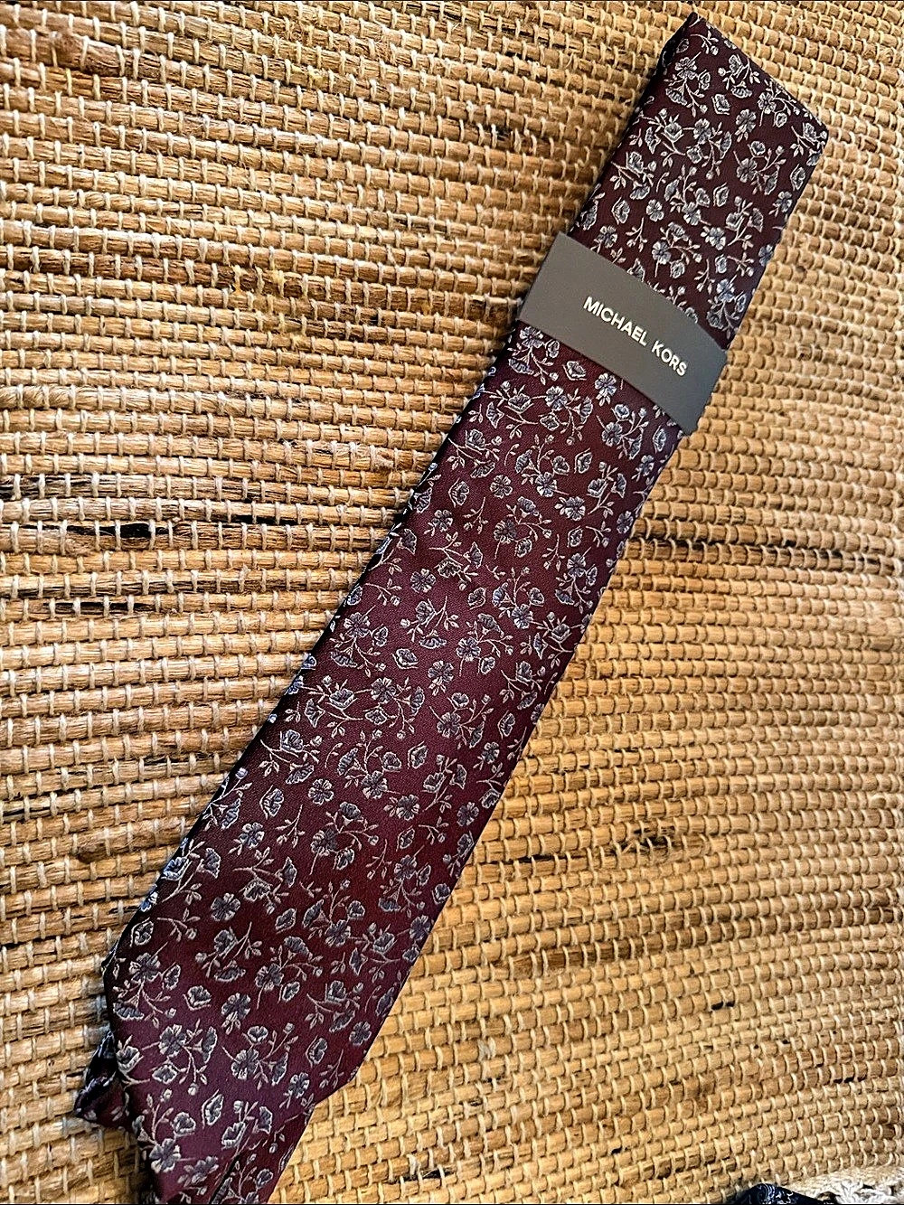 Michael Kors Beale Floral Tie Burgundy & Gray